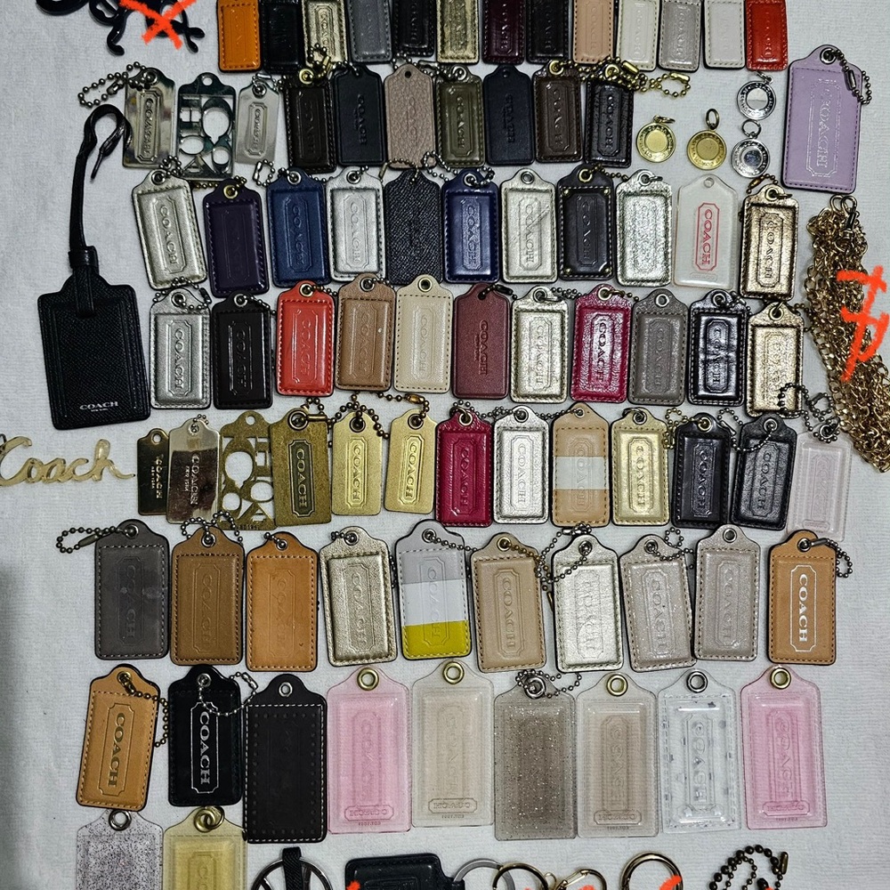 COACH Assorted Leather Tag Keychain Collection - Multi-Color